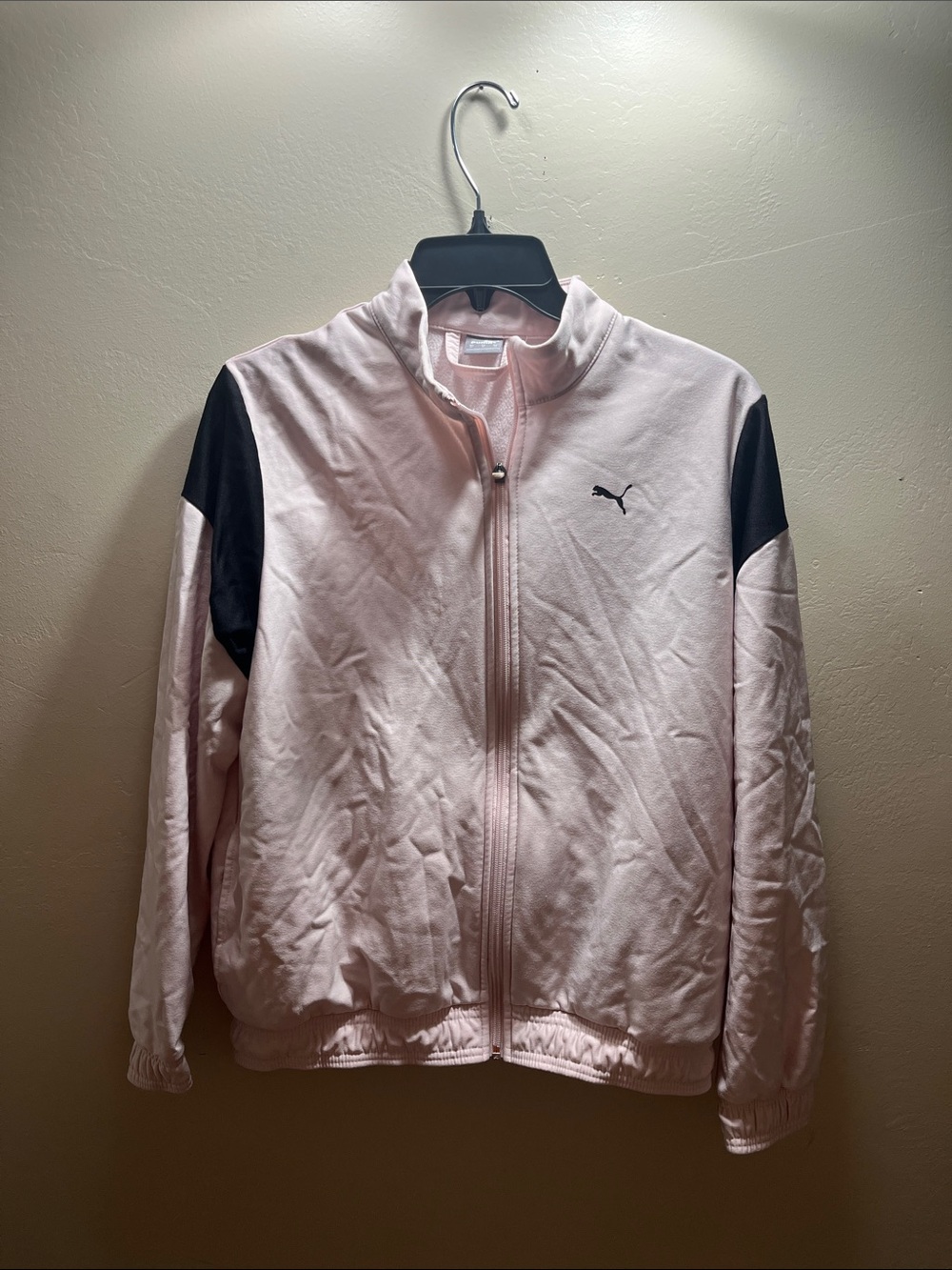 Puma Light Pink Bomber Jacket with Black Shoulder Panels